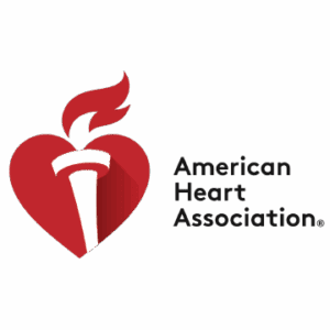American Heart Association logo with heart symbol.